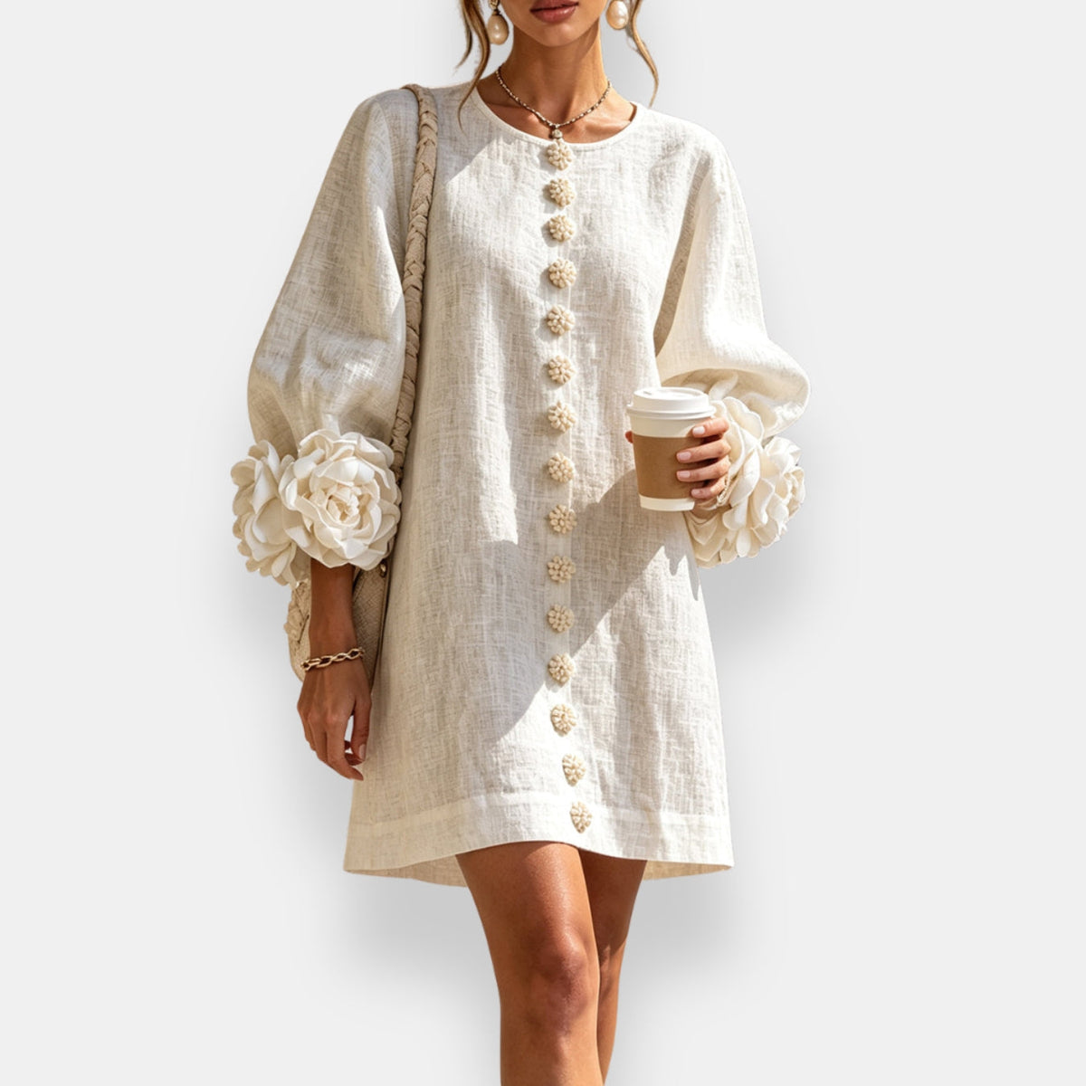Marina | Vestido con flores en relieve