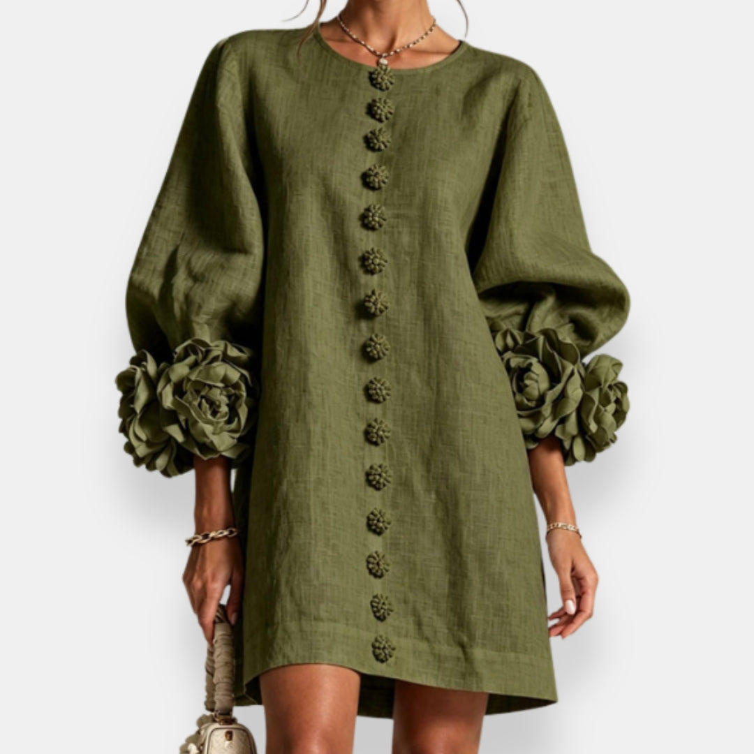Marina | Vestido con flores en relieve