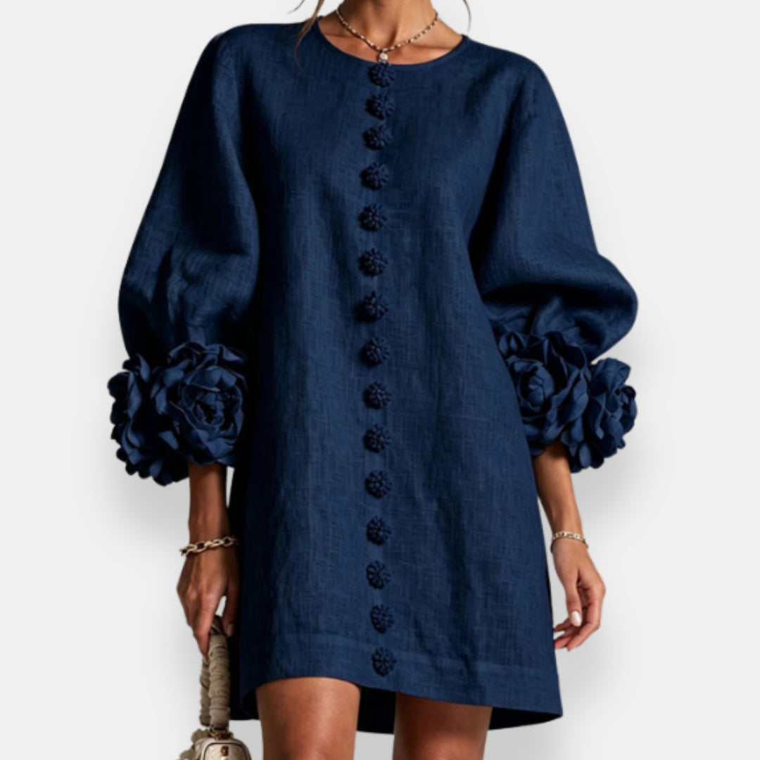 Marina | Vestido con flores en relieve