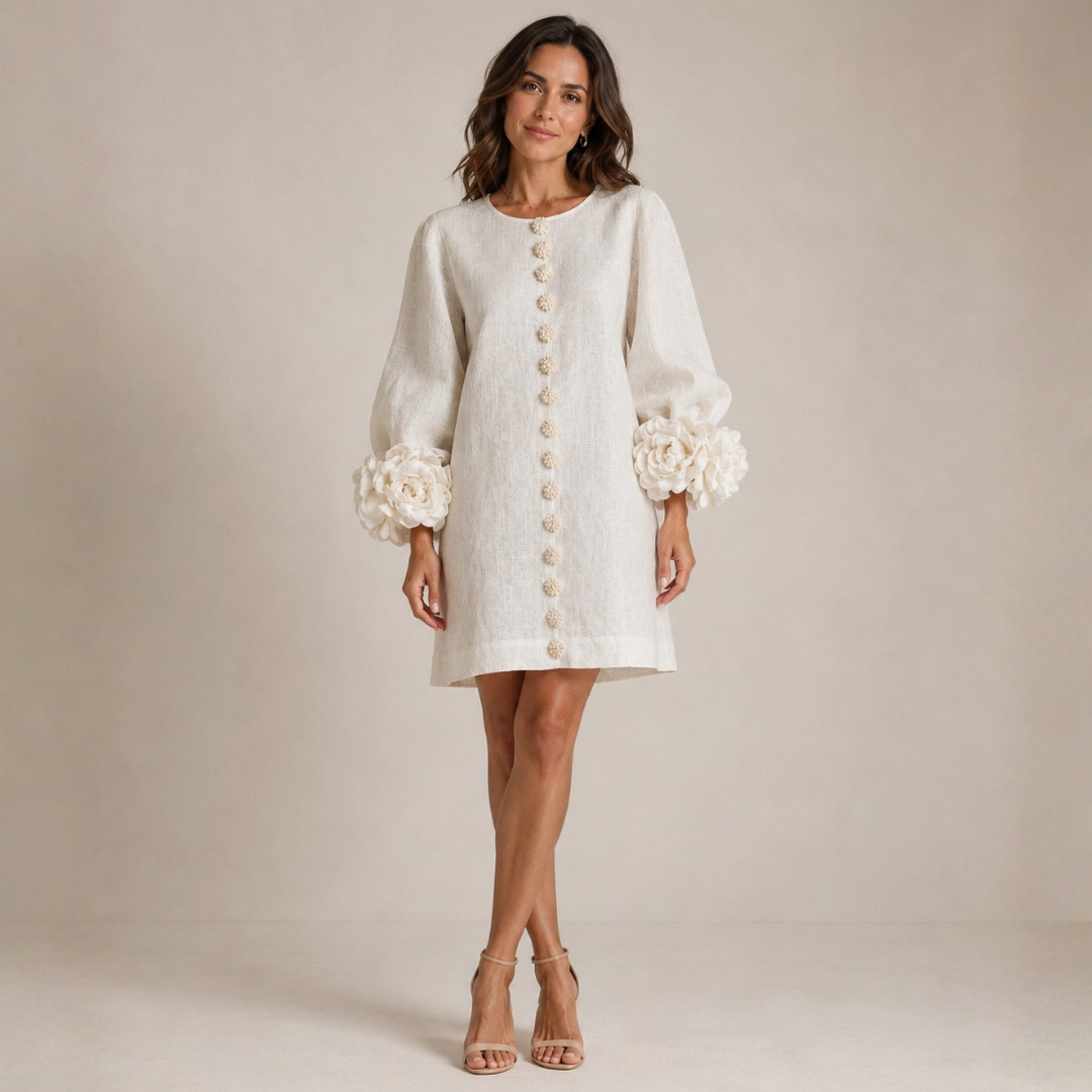 Marina | Vestido con flores en relieve